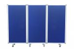 71" Blue Iron Folding Three Panel Screen Room Divider