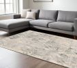 7' X 9' Gray And Ivory Diamond Area Rug