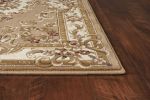 8' X 11' Beige Ivory And Brown Floral Medallion Area Rug