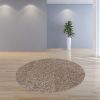 8' Beige And Brown Abstract Hand Woven Round Rug