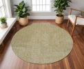 8' Yellow Hand Woven Round Rug