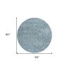 8' Blue And White Abstract Hand Woven Round Rug