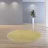 8' Canary Yellow Hand Woven Round Rug