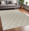 5' X 7' Gray And Ivory Wool Diamond Hand Woven Area Rug