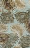 5' X 8' Aqua And Brown Wool Botanical Leaves Hand Tufted Area Rug