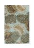 5' X 8' Aqua And Brown Wool Botanical Leaves Hand Tufted Area Rug