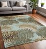 5' X 8' Aqua And Brown Wool Botanical Leaves Hand Tufted Area Rug