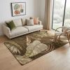 5' X 8' Brown And Beige Wool Botanical Leaves Hand Tufted Area Rug