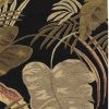 5' X 8' Black Beige And Brown Wool Botanical Leaves Hand Tufted Area Rug