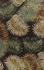 5' X 8' Espresso Beige And Green Wool Botanical Leaves Hand Tufted Area Rug