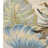 5' X 8' Ivory And Blue Wool Botanical Leaves Hand Tufted Area Rug