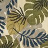 5' X 8' Ivory Green And Blue Wool Botanical Leaves Hand Tufted Area Rug
