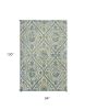 7' X 10' Green Ivory And Teal Medallion Area Rug