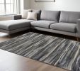 8' X 11' Gray Blue And Black Abstract Area Rug