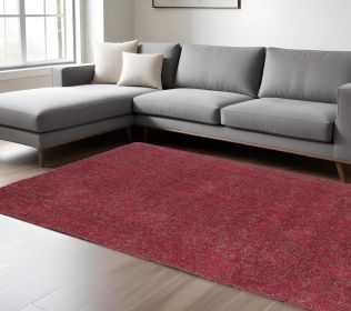 8' X 10' Red Shag Hand Woven Area Rug