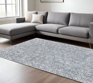 8' X 10' Slate Blue And Ivory Abstract Hand Woven Area Rug