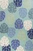 7' X 9' Turquoise And Ivory Botanical Leaves Hand Tufted Area Rug