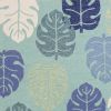 7' X 9' Turquoise And Ivory Botanical Leaves Hand Tufted Area Rug