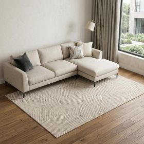 8' X 10' Sand And Beige Wool Geometric Hand Tufted Area Rug