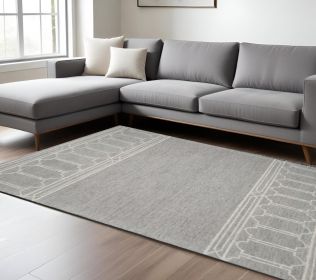 8' X 10' Gray And Ivory Wool Geometric Hand Tufted Area Rug