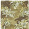 5' X 8' Moss Green And Yellow Wool Tropical Botanical Hand Tufted Area Rug