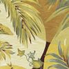5' X 8' Coral Green And Ivory Wool Tropical Botanical Hand Tufted Area Rug
