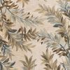 5' X 8' Ivory Brown And Blue Wool Botanical Leaves Hand Tufted Area Rug