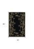 5' X 8' Black Green And Brown Wool Tropical Botanical Hand Tufted Area Rug