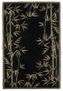 5' X 8' Black Green And Brown Wool Tropical Botanical Hand Tufted Area Rug