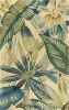 5' X 8' Ivory Teal And Green Wool Tropical Botanical Hand Tufted Area Rug