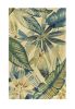 5' X 8' Ivory Teal And Green Wool Tropical Botanical Hand Tufted Area Rug