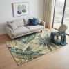 5' X 8' Ivory Teal And Green Wool Tropical Botanical Hand Tufted Area Rug