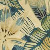 5' X 8' Ivory Teal And Green Wool Tropical Botanical Hand Tufted Area Rug
