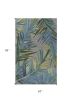 5' X 8' Blue And Gray Wool Tropical Botanical Hand Tufted Area Rug