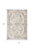 8' X 10' Gray And Tan Floral Distressed Area Rug