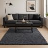 8' X 11' Black And White Shag Hand Woven Area Rug