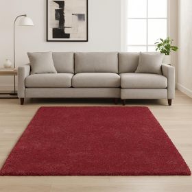 8' X 11' Red Shag Hand Woven Area Rug