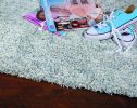 8' X 11' Slate Blue And Ivory Abstract Shag Hand Woven Area Rug