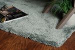 8' X 11' Slate Blue Shag Hand Woven Area Rug