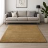 8' X 11' Gold Shag Hand Woven Area Rug