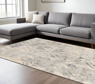 9' X 13' Gray And Ivory Diamond Area Rug
