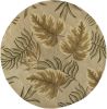 8' Sand And Beige Wool Botanical Leaves Hand Tufted Round Rug