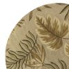8' Sand And Beige Wool Botanical Leaves Hand Tufted Round Rug