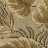 8' Sand And Beige Wool Botanical Leaves Hand Tufted Round Rug