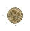 8' Sand And Beige Wool Botanical Leaves Hand Tufted Round Rug