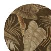 7' Brown And Beige Wool Botanical Leaves Hand Tufted Round Rug