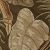 7' Brown And Beige Wool Botanical Leaves Hand Tufted Round Rug