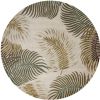 8' Beige Green And Brown Wool Botanical Leaves Hand Tufted Round Rug
