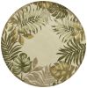 8' Ivory And Green Wool Botanical Leaves Hand Tufted Round Rug