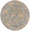 8' Gray And Taupe Wool Botanical Leaves Hand Tufted Round Rug